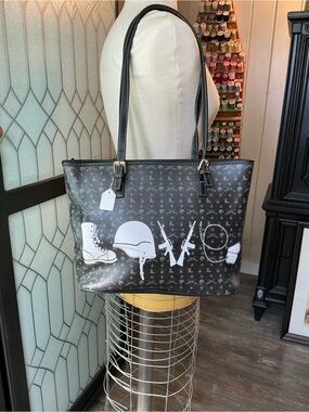 Black Military Graphic Tote Bag